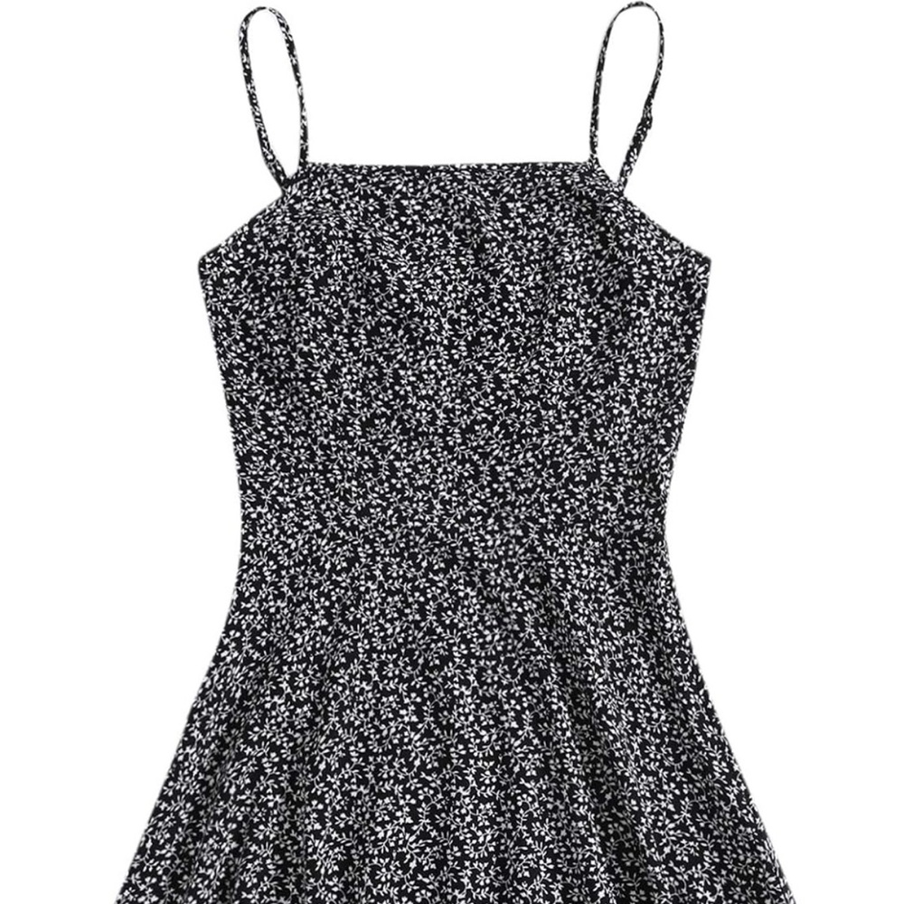 Elegant Black and White Floral Dress